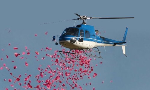 Helicopter flower dropping service